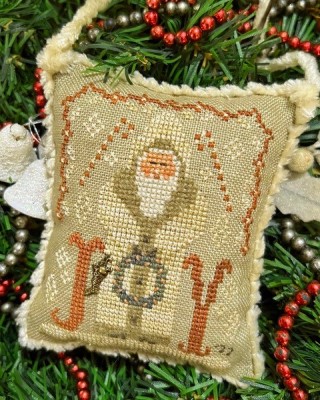 Joyful Santa Stitched Ornament for Christmas