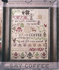 Say Coffee Heartstring Stitch Framed With Black Frame