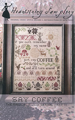 Say Coffee Heartstring Stitch Framed With Black Frame