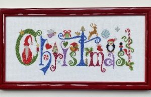 Christmas Stitched With Designs Framed